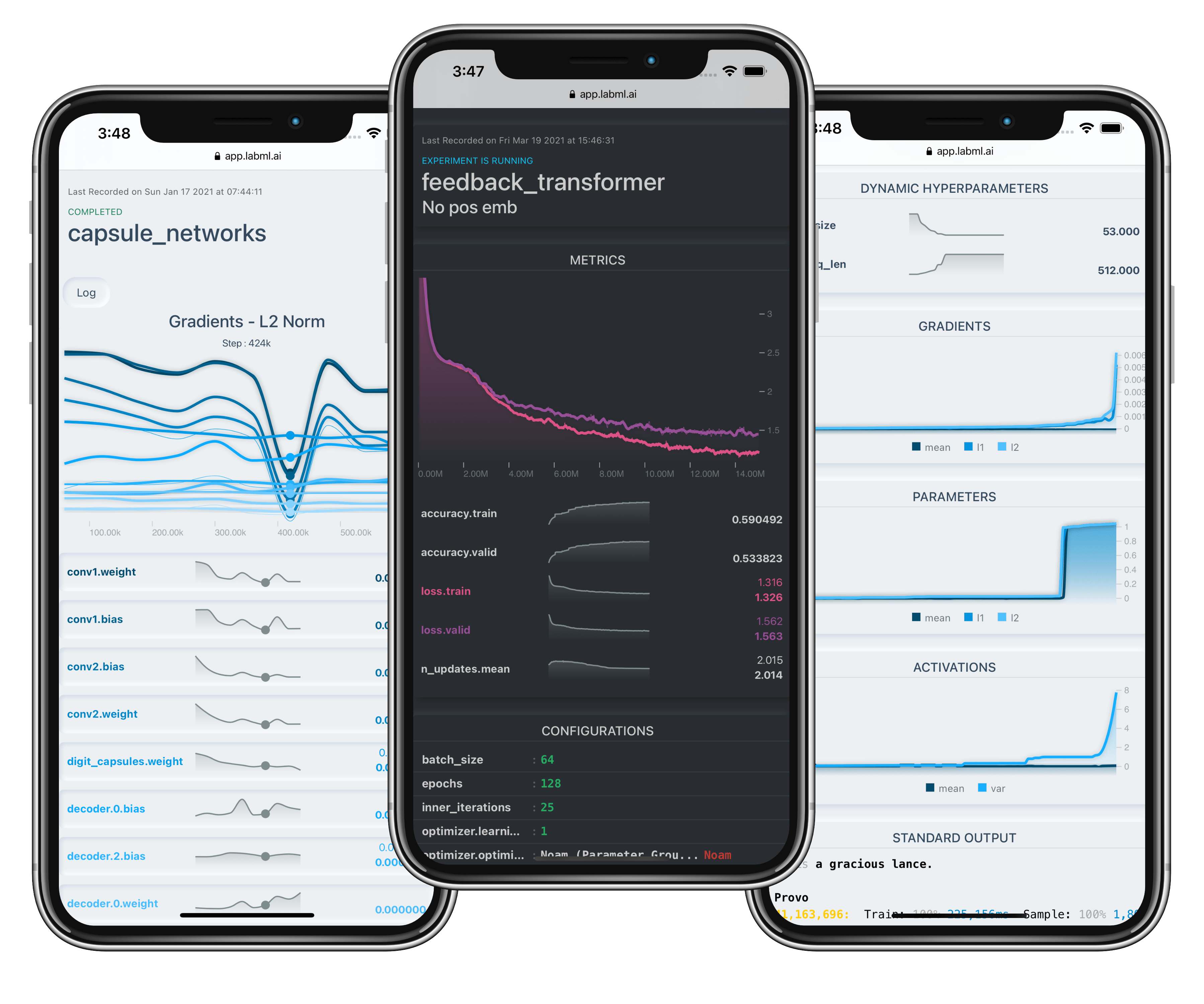 Screenshots of Web App